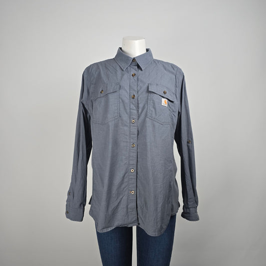Carhartt Grey Cotton Button Up Top Size XL