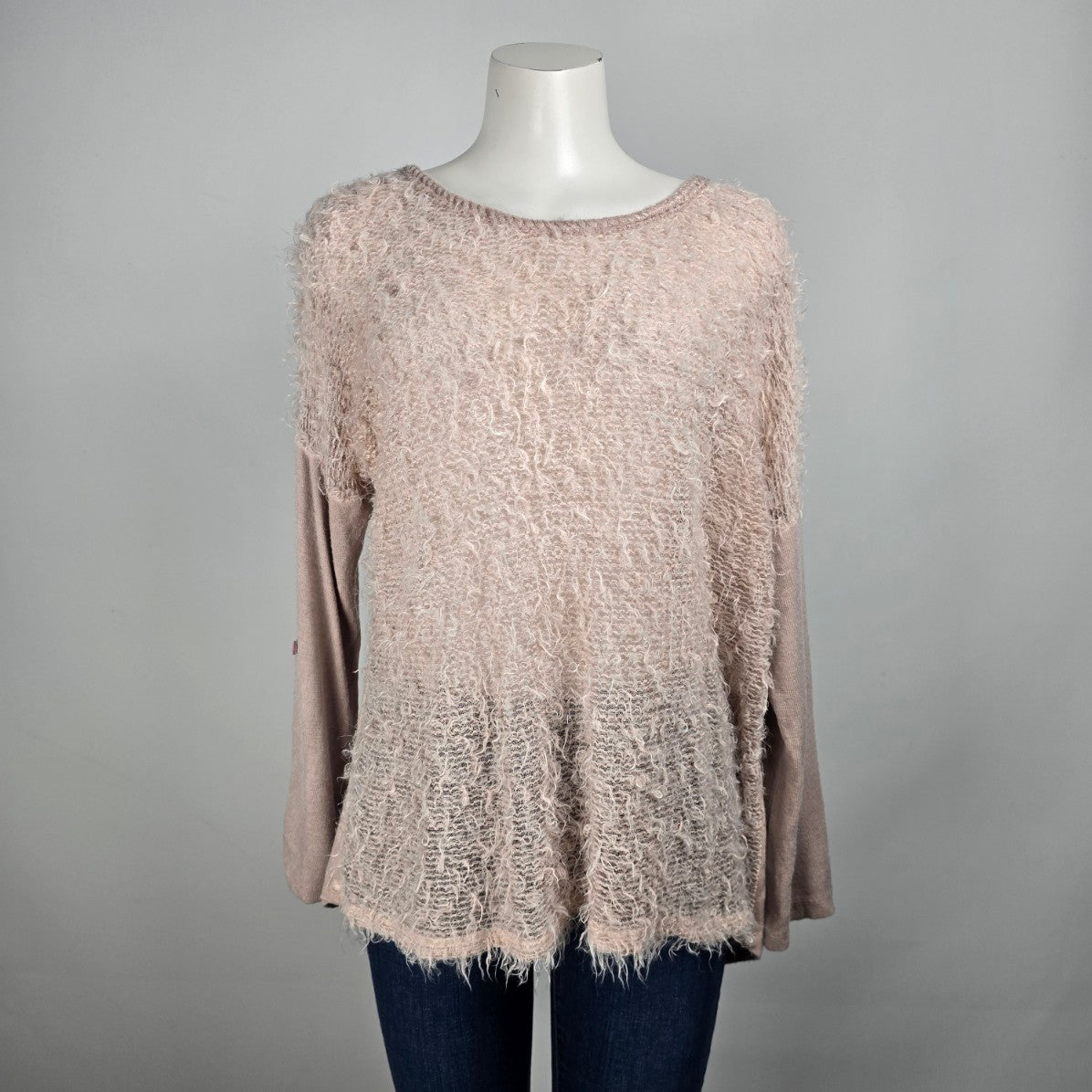 Made In Italy Pink Eyelash Knit Sweater Size L