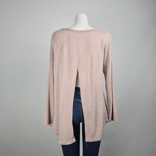 Made In Italy Pink Eyelash Knit Sweater Size L