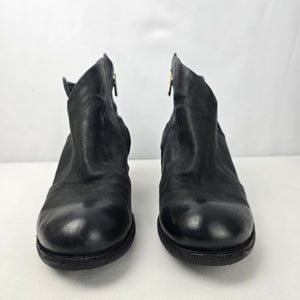 AS98 Black Leather Chunky Heel Ankle Boots Size 11