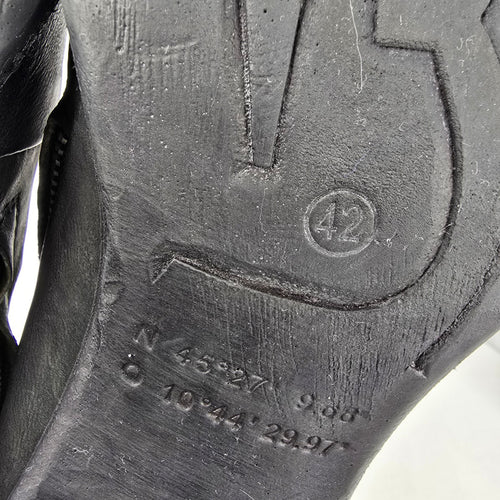 AS98 Black Leather Chunky Heel Ankle Boots Size 11