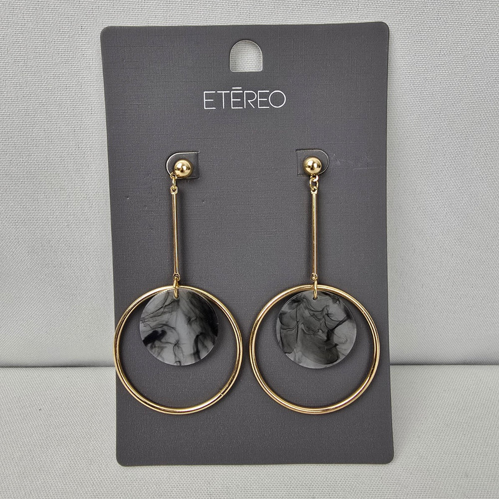 Etereo Gold Tone Grey Swirl Drop Earrings