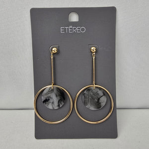 Etereo Gold Tone Grey Swirl Drop Earrings