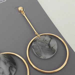 Etereo Gold Tone Grey Swirl Drop Earrings