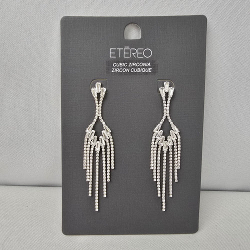 Etereo Silver Cubic Zirconia Crystal Chandelier Earrings