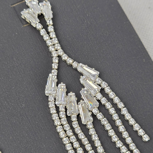 Etereo Silver Cubic Zirconia Crystal Chandelier Earrings