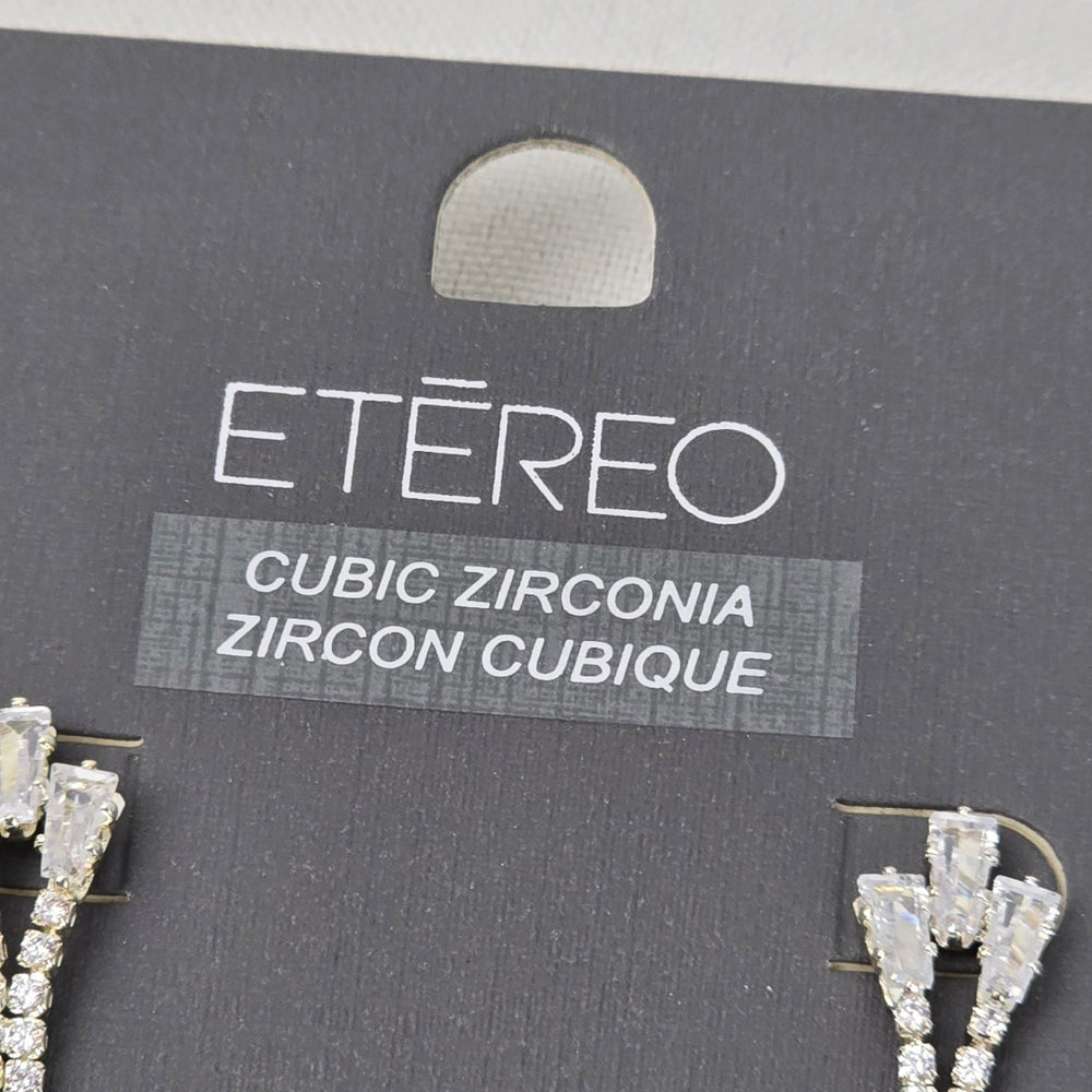 Etereo Silver Cubic Zirconia Crystal Chandelier Earrings