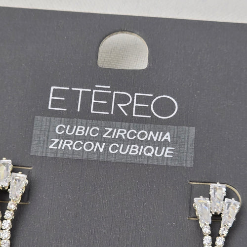 Etereo Silver Cubic Zirconia Crystal Chandelier Earrings