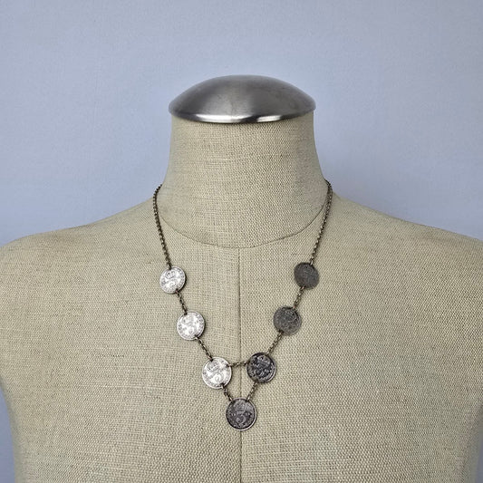 Antique British Silver King George V 3 Pence 1912-1921 Necklace