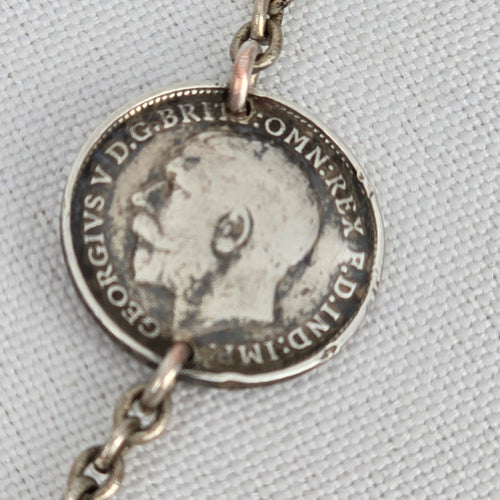 Antique British Silver King George V 3 Pence 1912-1921 Necklace