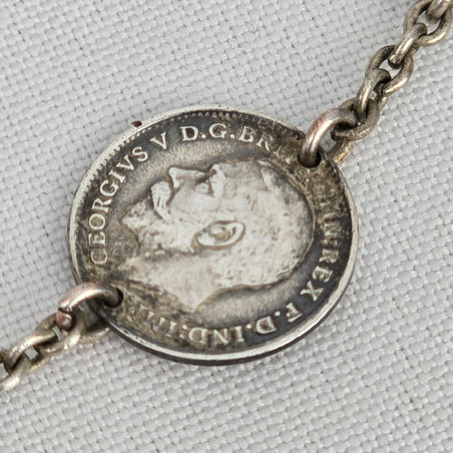 Antique British Silver King George V 3 Pence 1912-1921 Necklace