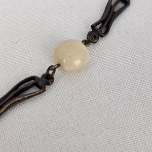 Brown & Cream Beaded Drop Pendant Collar Necklace