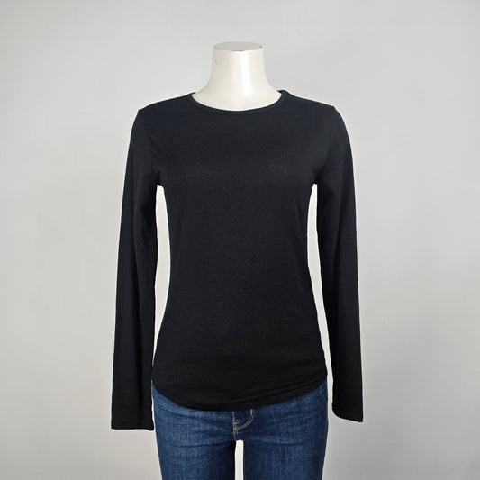Cloud Veil Black Merino Wool Base Layer Long Sleeve Top Size XS