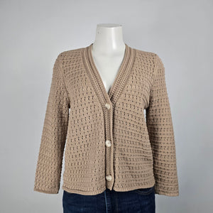 Loft Brown Knit Button Up Cardigan Size L