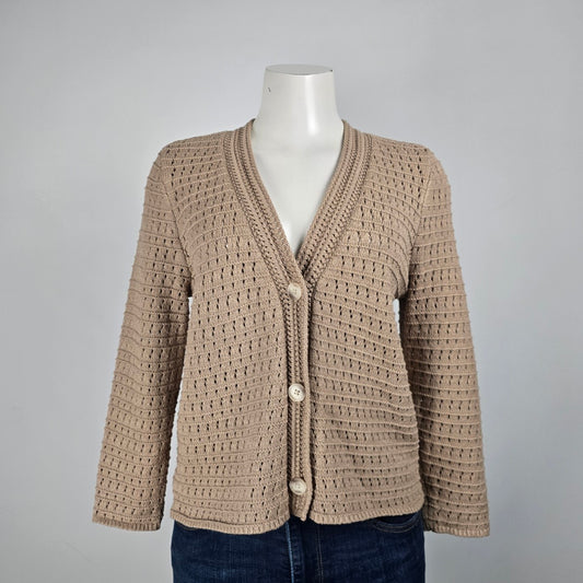 Loft Brown Knit Button Up Cardigan Size L