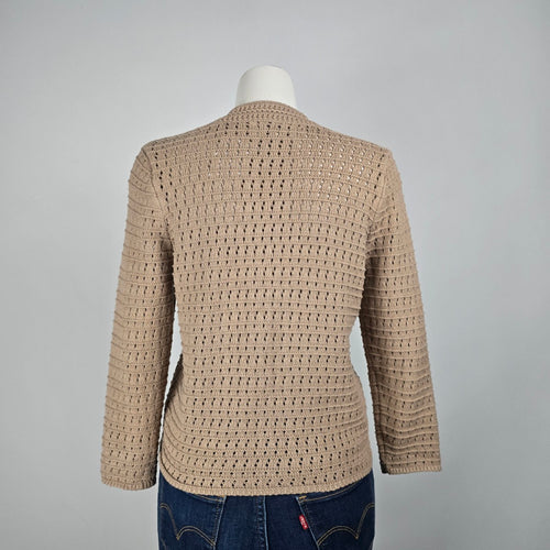 Loft Brown Knit Button Up Cardigan Size L