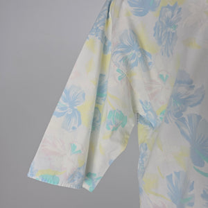 Vintage Sky Path Floral Button Up Short Sleeve Blouse Size L