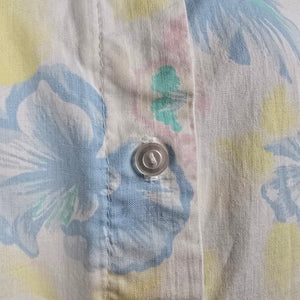 Vintage Sky Path Floral Button Up Short Sleeve Blouse Size L