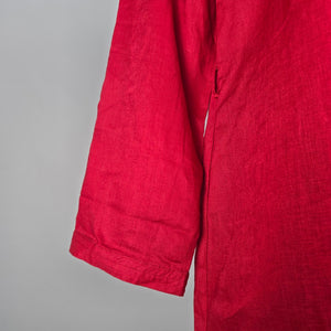 Lady Hathaway Red Linen Button Up Blouse Top Size L