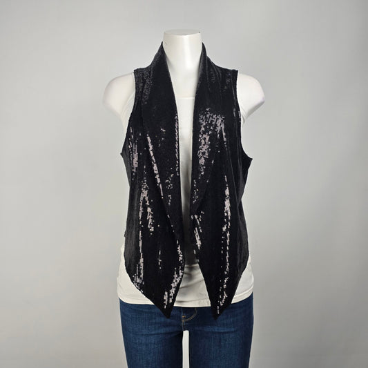 Katherine Barclay Black Sequined Vest Size XL