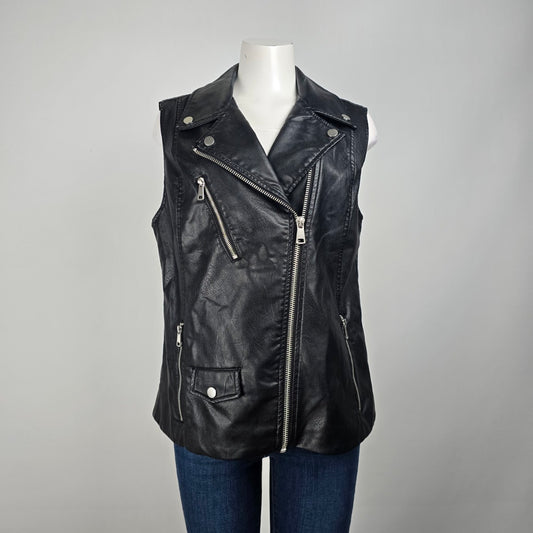 Addition Elle Black Vegan Leather Zip Up Moto Vest Size 1X