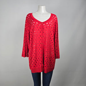 Peningtons Red Knit Button Up Cardigan Size 2X