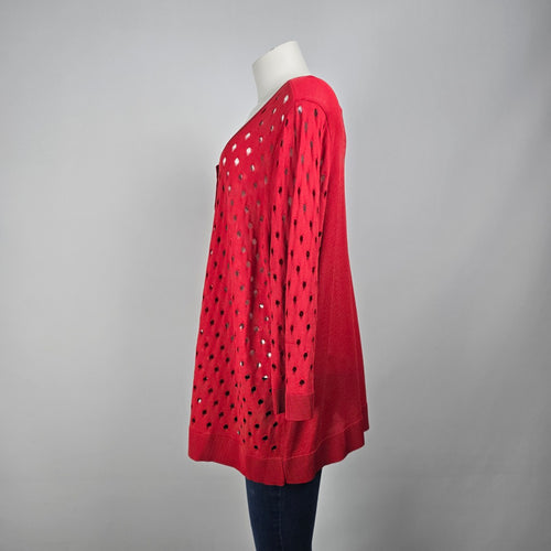 Peningtons Red Knit Button Up Cardigan Size 2X