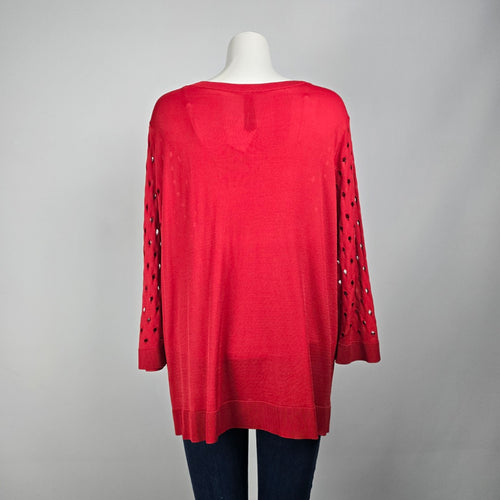 Peningtons Red Knit Button Up Cardigan Size 2X
