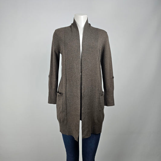 Kersh Brown Cotton Long Line Cardigan Size S