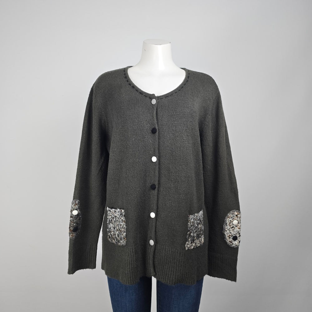 Variations Grey Knit Button Up Cardigan Size XL