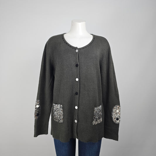 Variations Grey Knit Button Up Cardigan Size XL