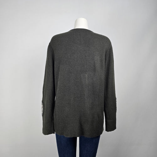 Variations Grey Knit Button Up Cardigan Size XL