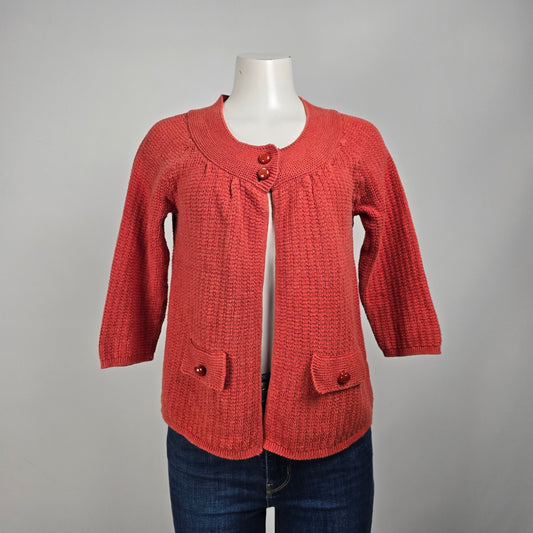 Croft & Barrow Orange Cotton Knit Button Cardigan Size M