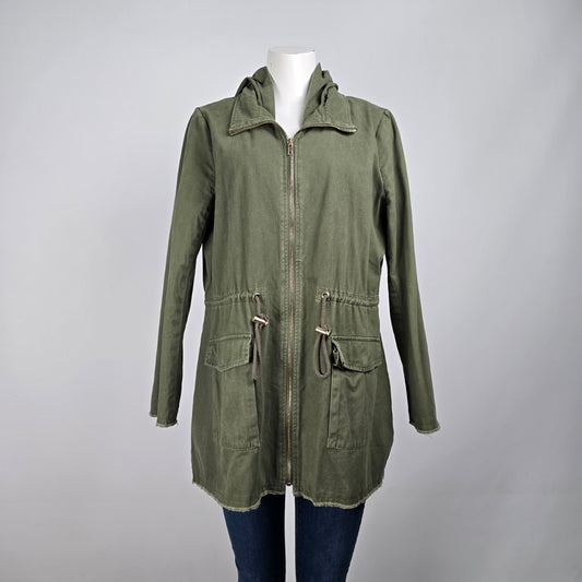 Just Fab Green Cotton Zip Up Light Jacket Size L