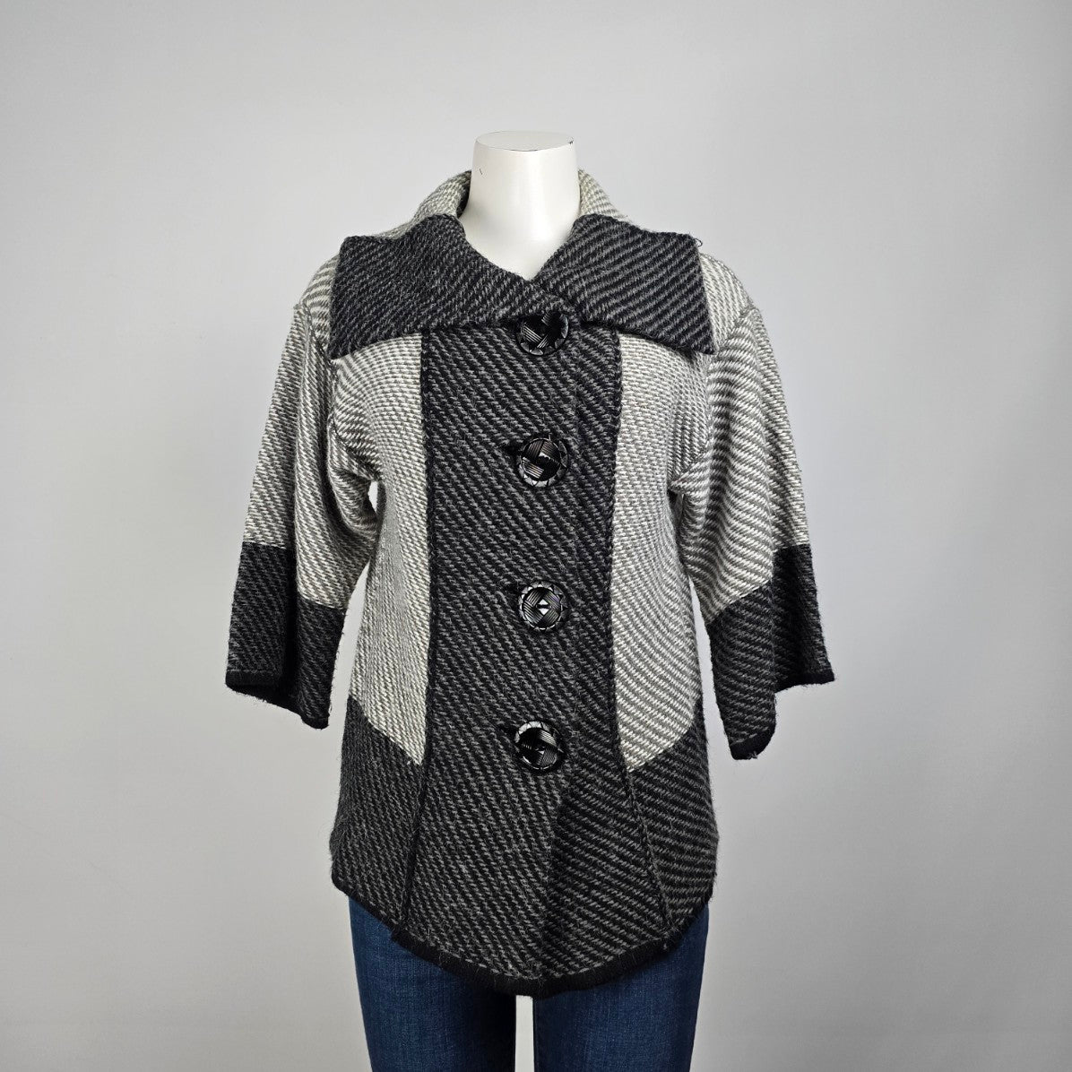 Papa Grey Knit Button Up Cardigan Size S/M