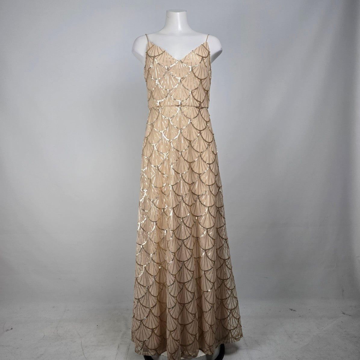 Sorella Vita Cream Gold Sequined Grad Event Gown Size 12