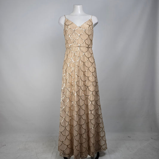 Sorella Vita Cream Gold Sequined Grad Event Gown Size 12