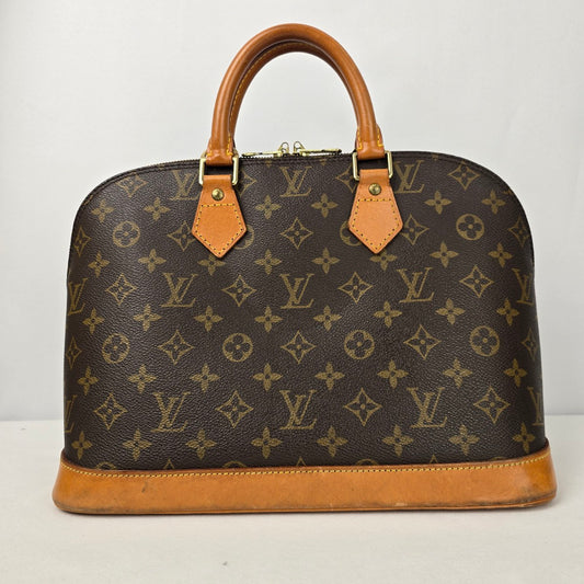 Louis Vuitton Alma Vachetta Leather Monogram Top Handle Satchel Purse