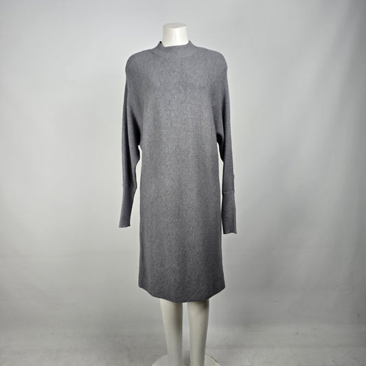 Tahari Grey Knit Long Sleeve Sweater Dress Size M