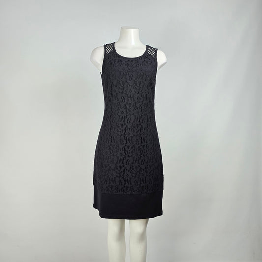 Yest Black Sleeveless Lace Detail Sheath Dress Size 6