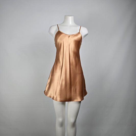 Vintage Versailles Champagne Silky Mini Slip Dress Size S