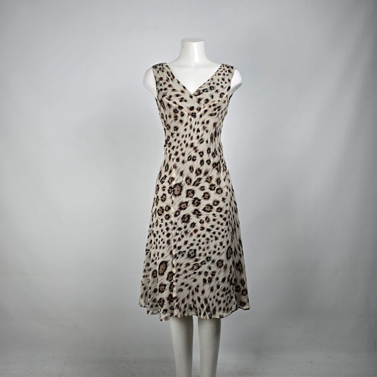 Alfani Grey Animal Print Silk Lined Knee Length Dress Size 4