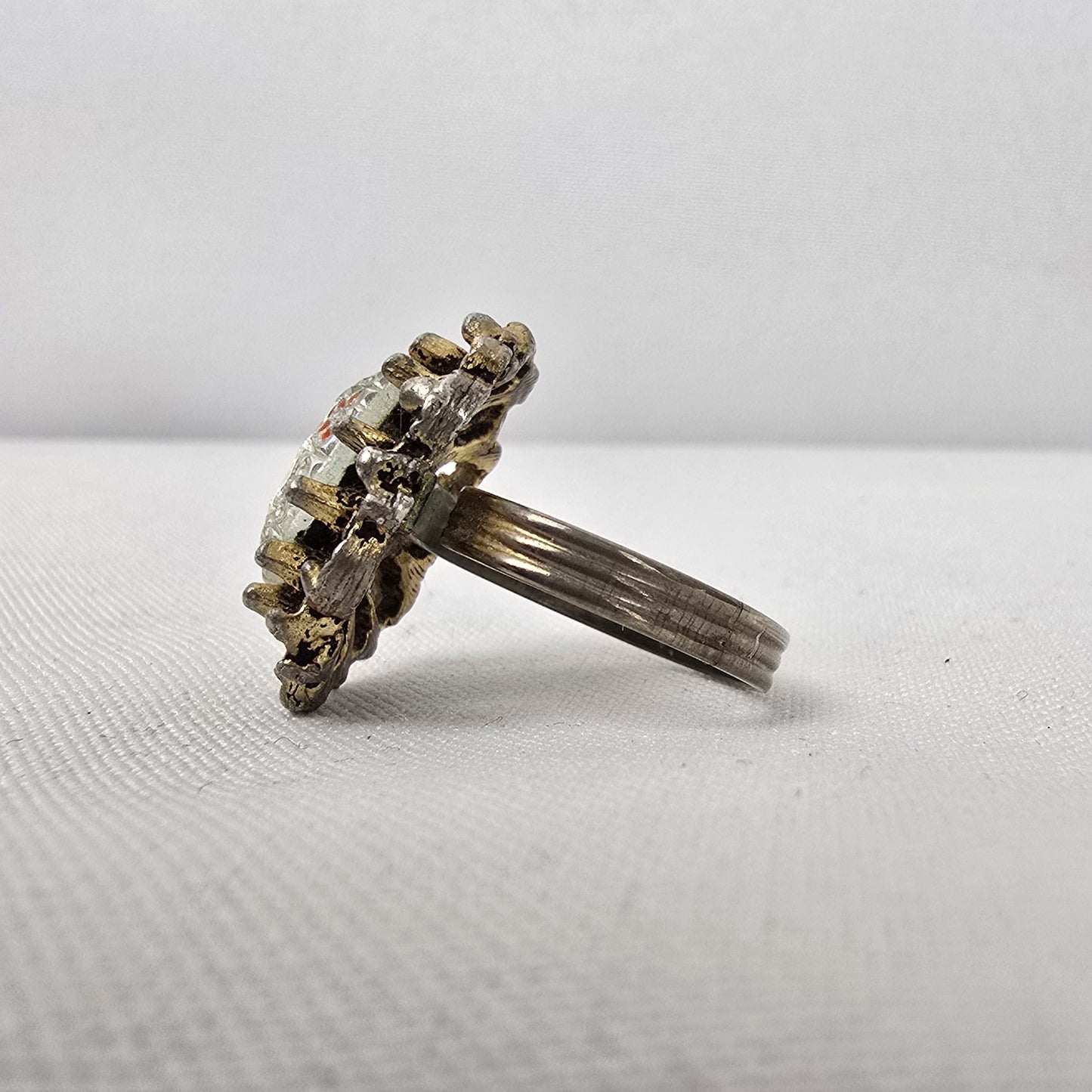 Vintage Gold Tone Aurora Borealis Statement Adjustable Ring
