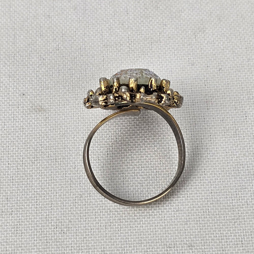Vintage Gold Tone Aurora Borealis Statement Adjustable Ring