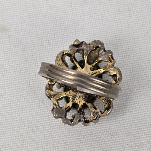 Vintage Gold Tone Aurora Borealis Statement Adjustable Ring