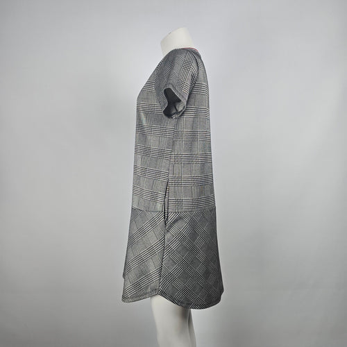 Lush Grey Check Print Shirt Dress Size S