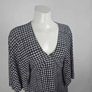 Michael Kors Black Houndstooth Flare Sleeve Mini Dress Size S