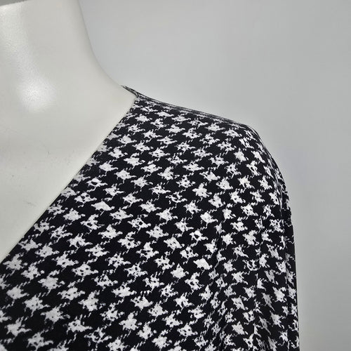 Michael Kors Black Houndstooth Flare Sleeve Mini Dress Size S