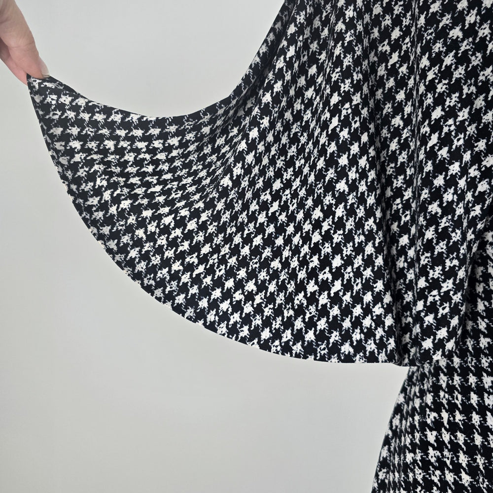 Michael Kors Black Houndstooth Flare Sleeve Mini Dress Size S
