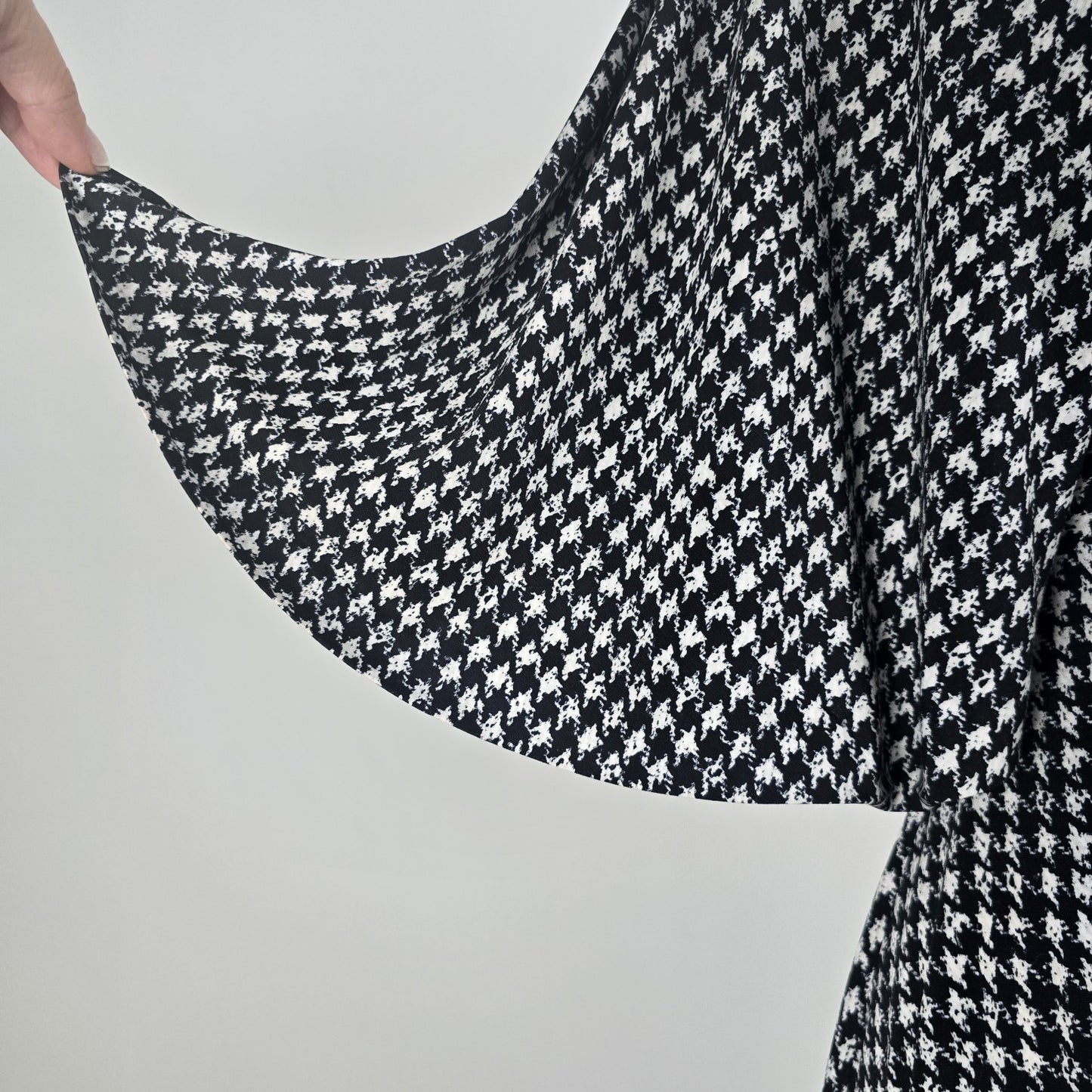 Michael Kors Black Houndstooth Flare Sleeve Mini Dress Size S